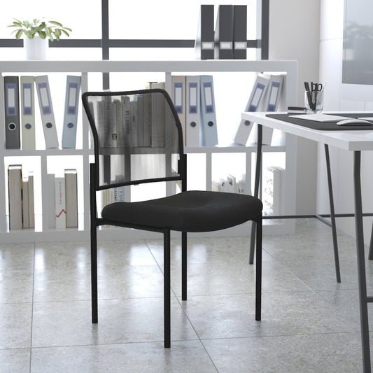 Comfort Black Mesh Stackable Steel Side Chair