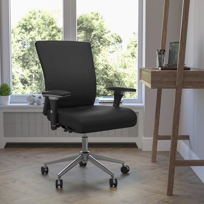 300 lb. Rated Black Multifunction Office Chair with Seat Slider