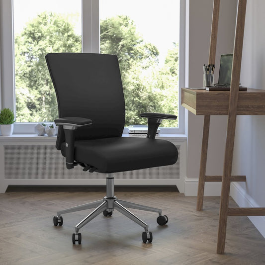 300 lb. Rated Black Multifunction Office Chair with Seat Slider