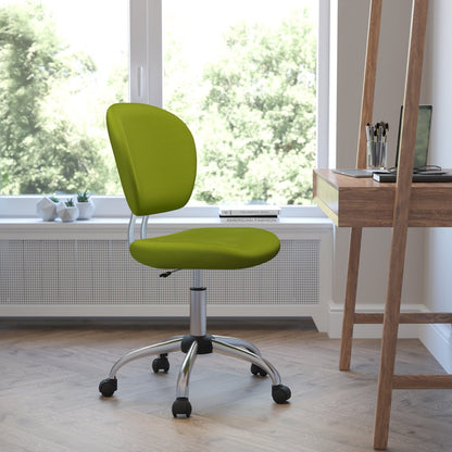 Mid-Back Apple Green Mesh Padded Swivel Task Office Chair with Chrome Base