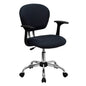 Mid-Back Gray Mesh Padded Swivel Task Office Chair with Chrome Base and Arms