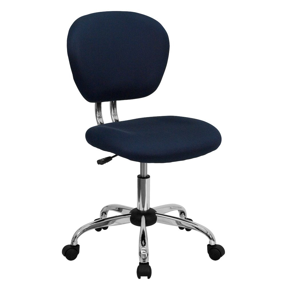 Mid-Back Navy Mesh Padded Swivel Task Office Chair with Chrome Base