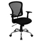 Mid-Back Black Mesh Swivel Task Office Chair with Chrome Base and Arms