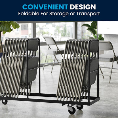 2 Pack Curved Triple Braced & Double Hinged Gray Fabric Metal Folding Chair