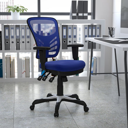 Mid-Back Blue Mesh Multifunction Executive Swivel Office Chair