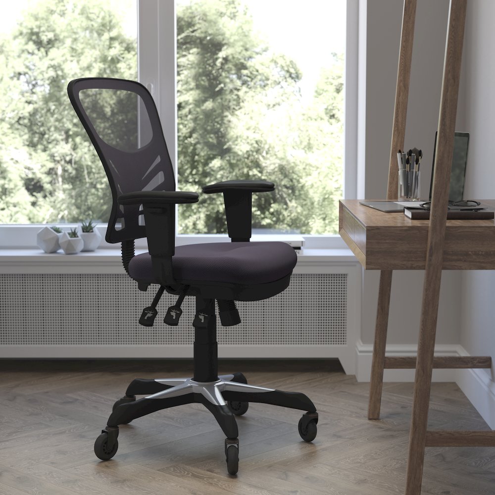 Mid-Back Dark Gray Mesh Multifunction Executive Swivel Office Chair