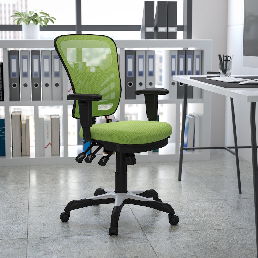 Mid-Back Green Mesh Multifunction Executive Swivel Office Chair