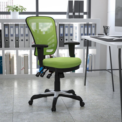 Mid-Back Green Mesh Multifunction Executive Swivel Office Chair