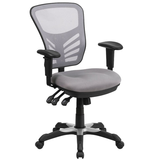 Mid-Back Gray Mesh Multifunction Executive Swivel Office Chair