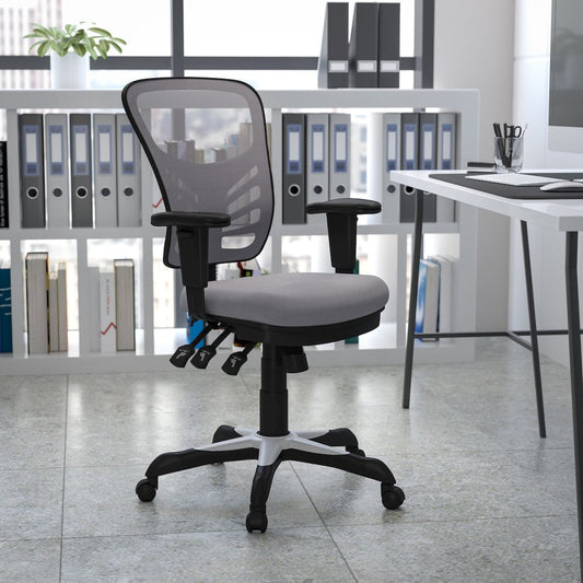 Mid-Back Gray Mesh Multifunction Executive Swivel Office Chair