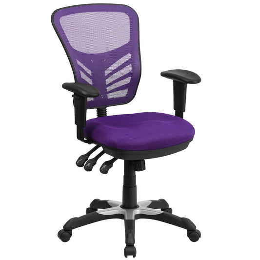 Mid-Back Purple Mesh Multifunction Executive Swivel Office Chair
