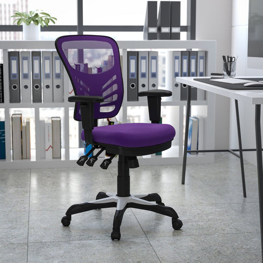 Mid-Back Purple Mesh Multifunction Executive Swivel Office Chair