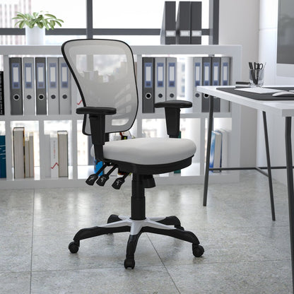 Mid-Back White Mesh Multifunction Executive Swivel Office Chair