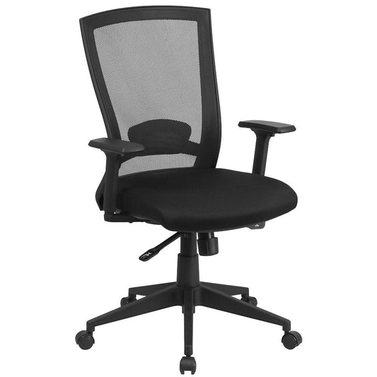 Mid-Back Black Mesh Executive Swivel Office Chair Angle Adjustment and Arms