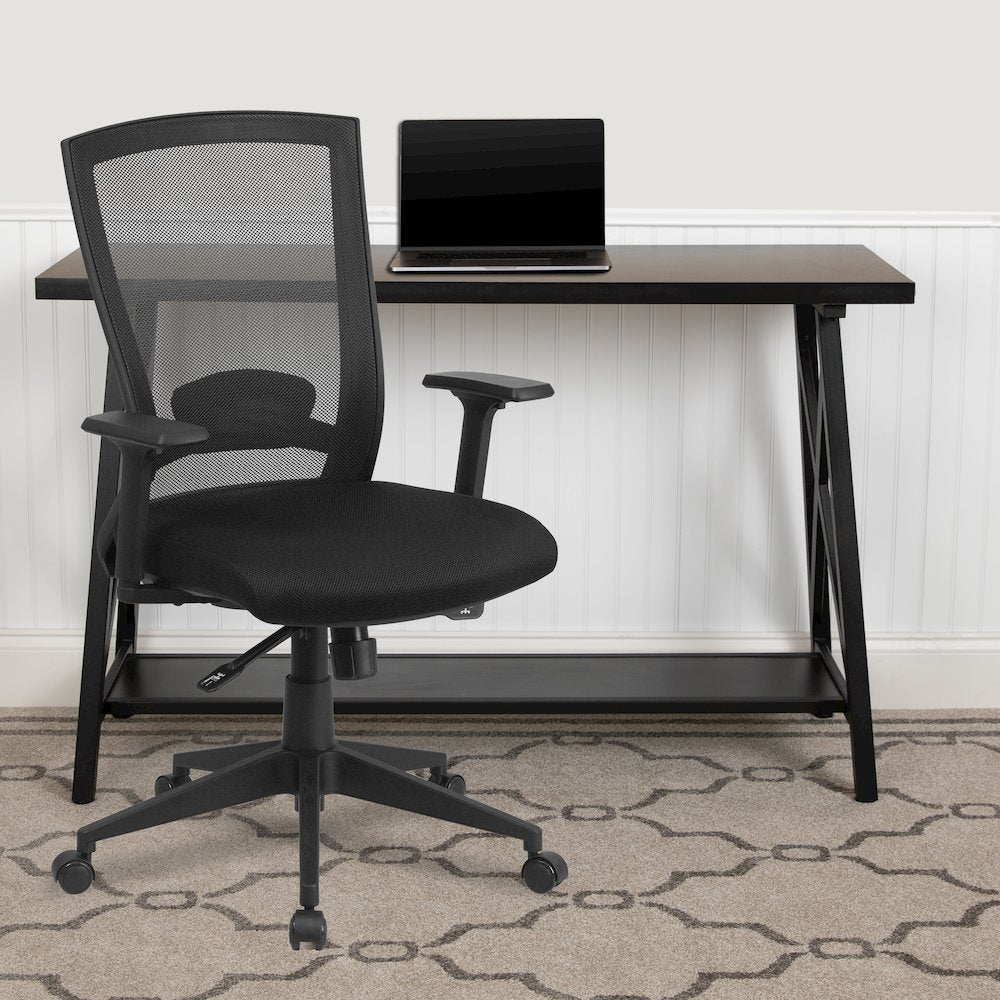 Mid-Back Black Mesh Executive Swivel Office Chair Angle Adjustment and Arms