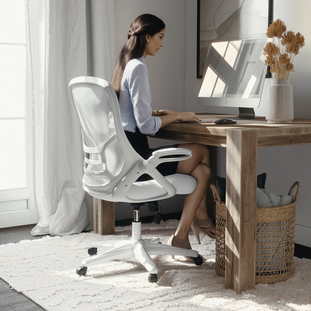 High Back White Mesh Ergonomic Swivel Office Chair
