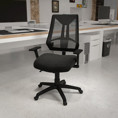 High Back Black Mesh Multifunction Swivel Task Office Chair with Adjustable Arms