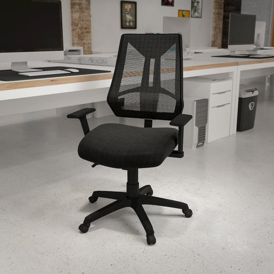 High Back Black Mesh Multifunction Swivel Task Office Chair with Adjustable Arms