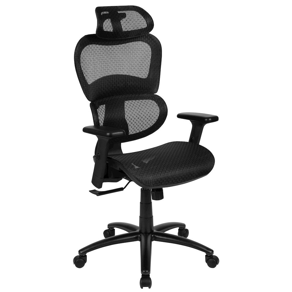 Mesh Office Chair with 2-to-1 Synchro-Tilt,  Adjustable Pivot Arms in Black