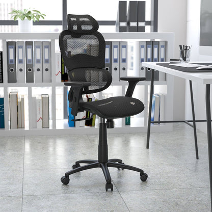 Mesh Office Chair with 2-to-1 Synchro-Tilt,  Adjustable Pivot Arms in Black