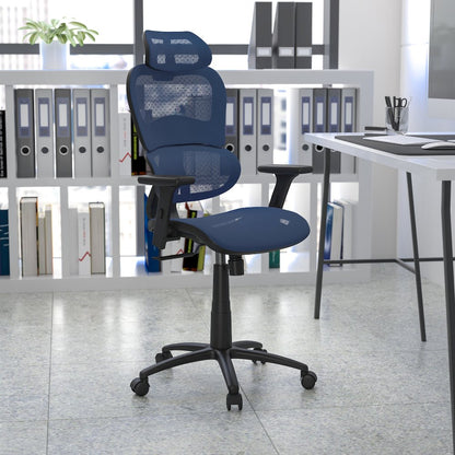 Mesh Office Chair with 2-to-1 Synchro-Tilt,  Adjustable Pivot Arms in Blue