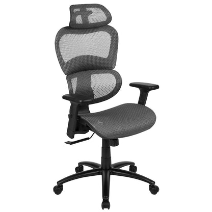 Mesh Office Chair with 2-to-1 Synchro-Tilt,  Adjustable Pivot Arms in Gray