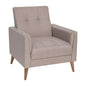 Mid-Century Armchair with Tufted Faux Linen Upholstery, Solid Wood Legs in Taupe