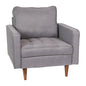 Armchair with Tufted Faux Linen Upholstery, Solid Wood Legs in Slate Gray