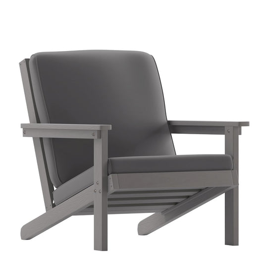 Adirondack Style Deep Seat Patio Club Chair with Cushions, Gray/Gray