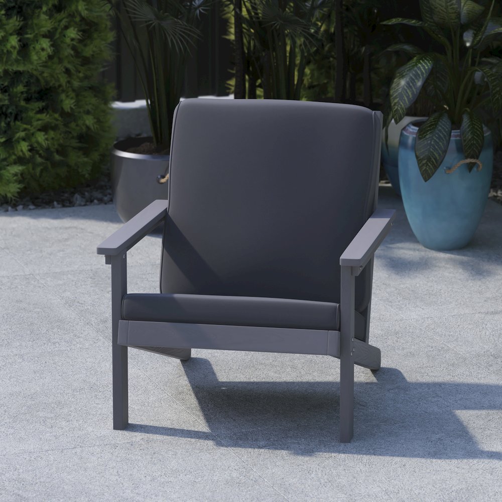 Adirondack Style Deep Seat Patio Club Chair with Cushions, Gray/Gray