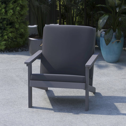 Adirondack Style Deep Seat Patio Club Chair with Cushions, Gray/Gray