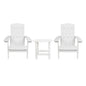 2 Pack All-Weather Poly Resin Wood Adirondack Chairs with Side Table in White