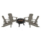 5 Piece Gray Poly Resin Wood Adirondack Chair Set with Fire Pit