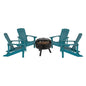 5 Piece Sea Foam Poly Resin Wood Adirondack Chair Set with Fire Pit