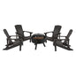 5 Piece Slate Gray Poly Resin Wood Adirondack Chair Set with Fire Pit