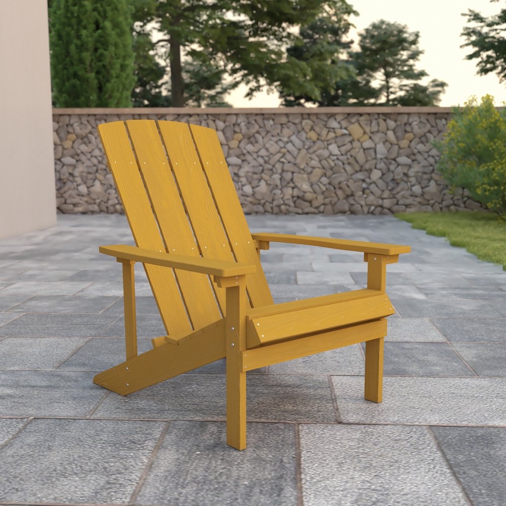 Commercial All-Weather Poly Resin Wood Adirondack Chair in Yellow