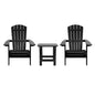 2 Pack All-Weather Poly Resin Folding Adirondack Chairs with Side Table in Black