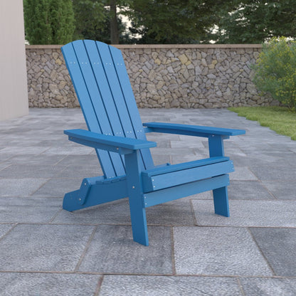 All-Weather Poly Resin Indoor/Outdoor Folding Adirondack Chair in Blue