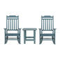 Set of 2 All-Weather Poly Resin Rocking Chairs with Accent Side Table in Teal
