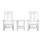Set of 2 All-Weather Poly Resin Rocking Chairs with Accent Side Table in White