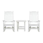 Set of 2 All-Weather Poly Resin Rocking Chairs with Accent Side Table in White