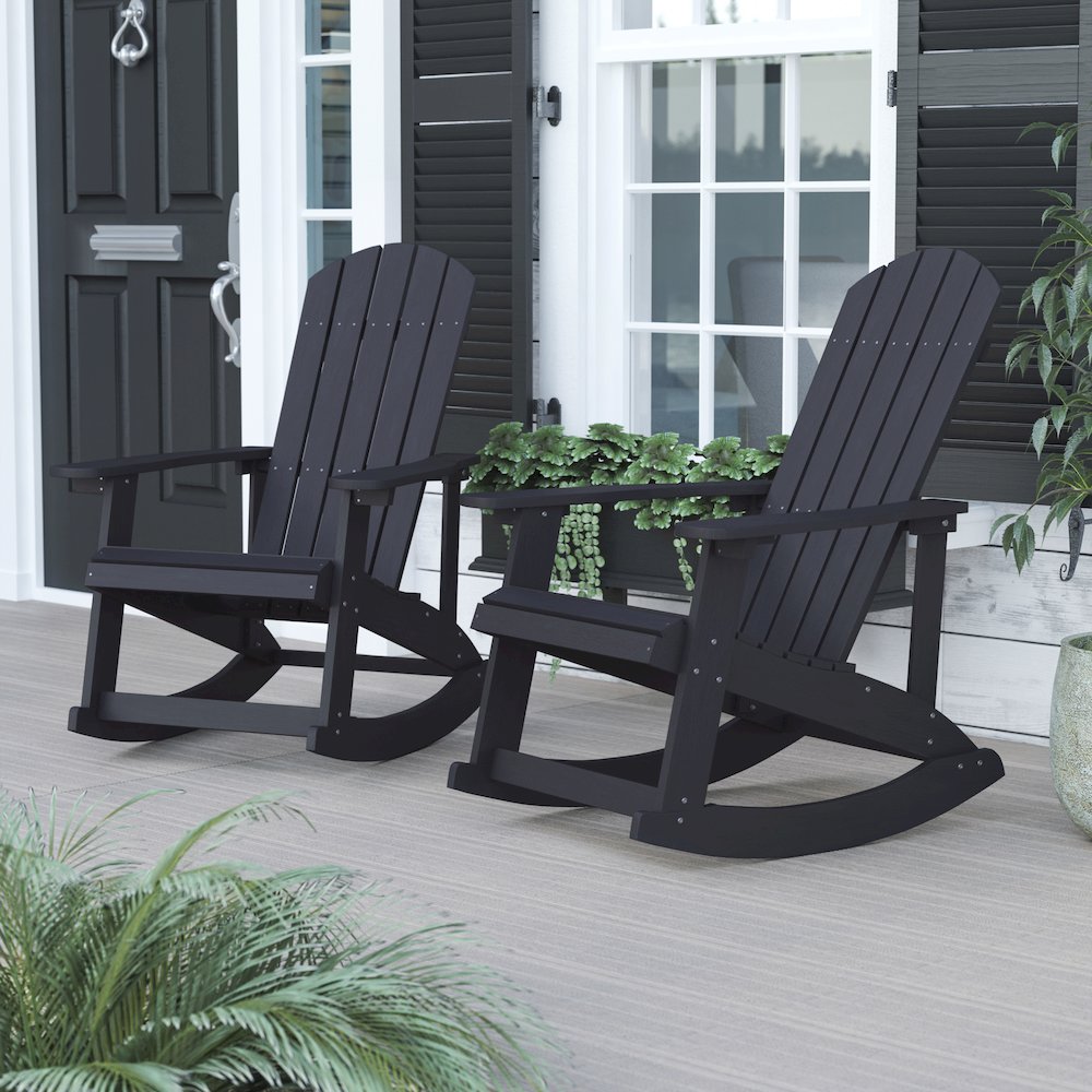 Adirondack Rocking Chair in Black - Set of 2