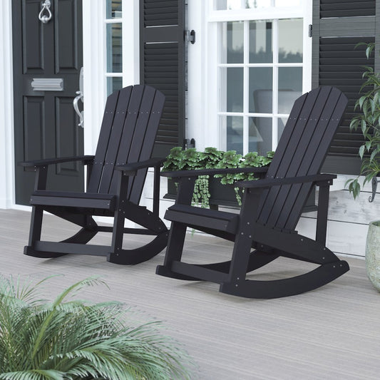 Adirondack Rocking Chair in Black - Set of 2