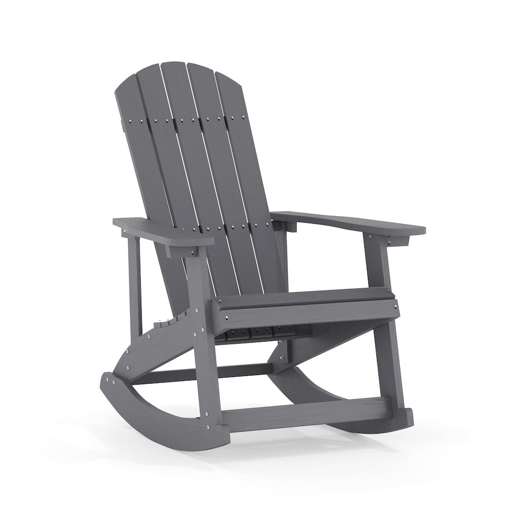 Adirondack Rocking Chair with Rust Resistant Stainless Steel Hardware in Gray