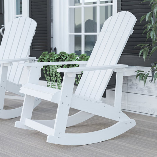 Adirondack Rocking Chair with Rust Resistant Stainless Steel Hardware in White
