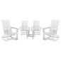 Set of 4 White 2-Slat Rocking Adirondack Chairs with Matching Side Table