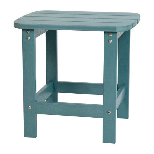 All-Weather Poly Resin Wood Adirondack Side Table in Teal