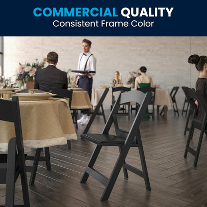 Folding Chair - Black Resin - 2 Pack 800LB Weight Capacity