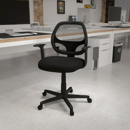 Fundamentals Mid-Back Black Mesh Swivel Ergonomic Task Office Chair with Arms