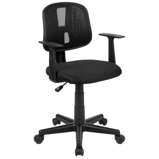 Mid-Back Black Mesh Swivel Task Office Chair with Pivot Back and Arms